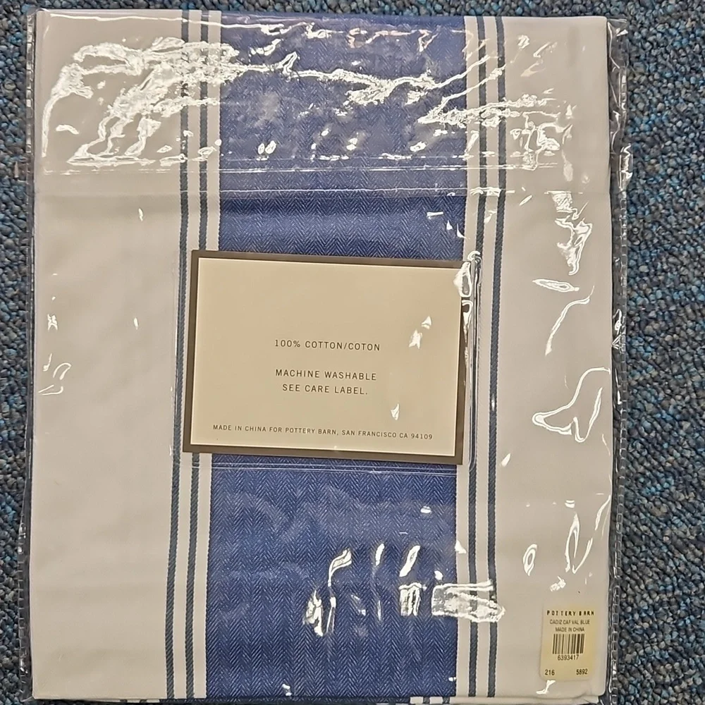 Pottery Barn Cadiz stripe Cafe valance. Blue